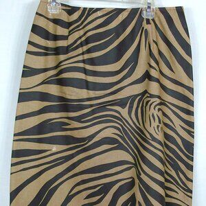 Oscar de la Renta Brown/Tan Zebra print lined skirt Size 6